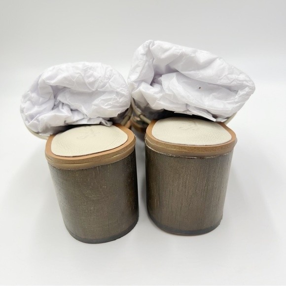 Splendid Womens Size 8.5 Eggshell White Cream Leather Block Heel Sandals Shoes - Picture 7 of 14